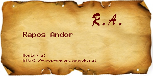 Rapos Andor névjegykártya